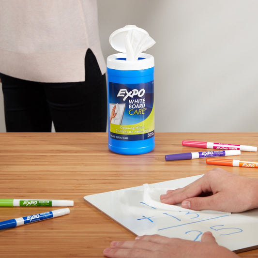 EXPO Dry-Erase Board-Cleaning Wet Wipes, 6 x 9, 50/Container (81850A)