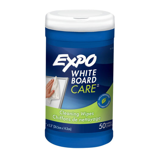 EXPO Dry-Erase Board-Cleaning Wet Wipes, 6 x 9, 50/Container (81850A)