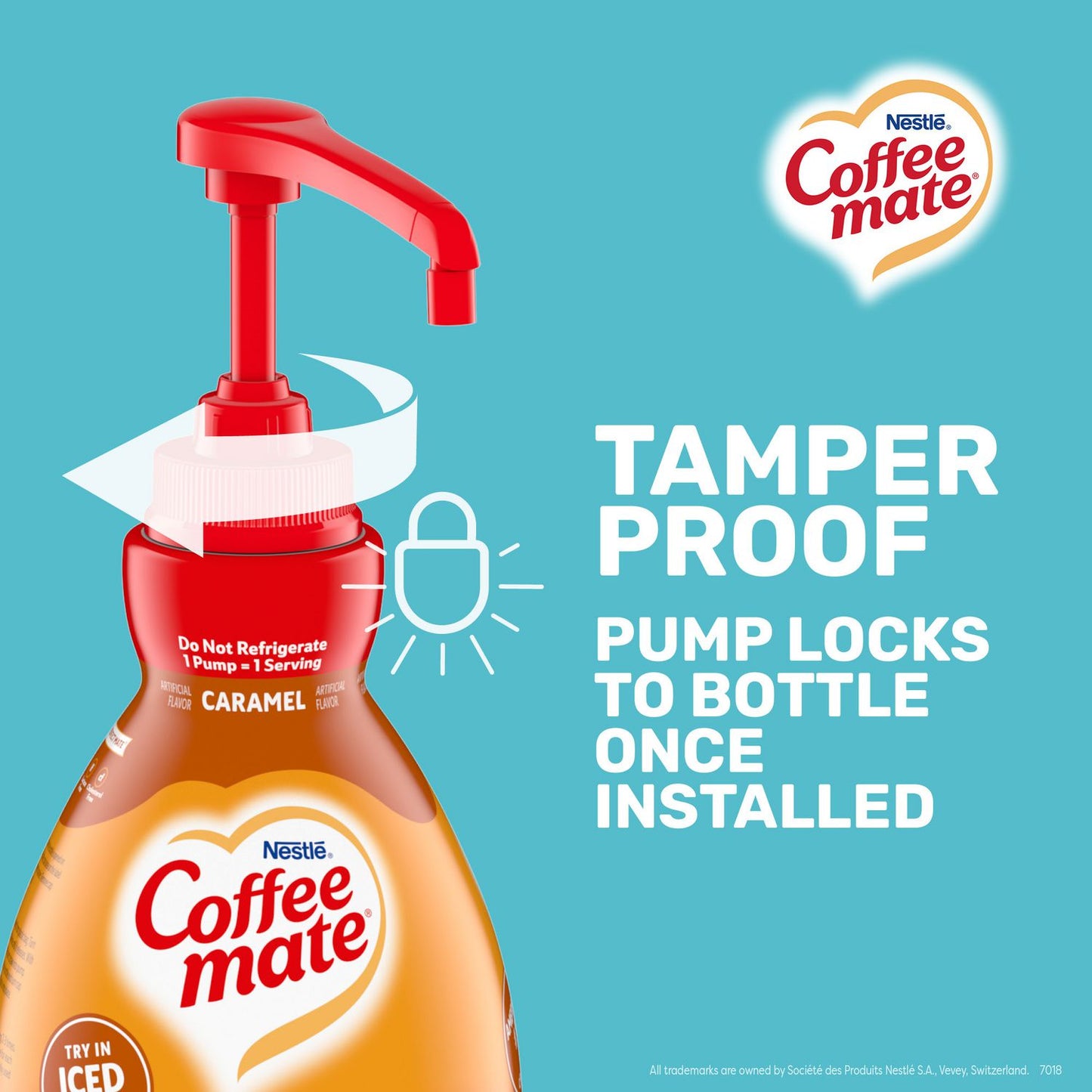 Coffee-mate Liquid Creamer Pump Bottle, Caramel, 50.7 oz Pump Bottle, 2/Carton (73358CT)