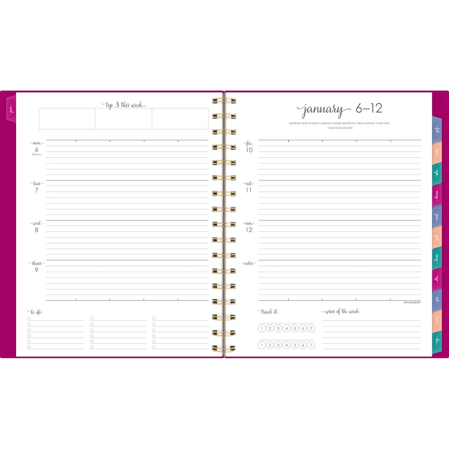 AT-A-GLANCE Harmony Weekly/Monthly Poly Planner, 8.88 x 7.69, Purple/Gold Cover, 13-Month (Jan to Jan): 2025 to 2026 (109980556)