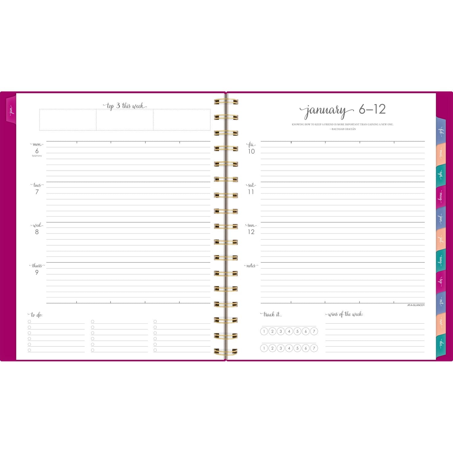 AT-A-GLANCE Harmony Weekly/Monthly Poly Planner, 8.88 x 7.69, Purple/Gold Cover, 13-Month (Jan to Jan): 2025 to 2026 (109980556)