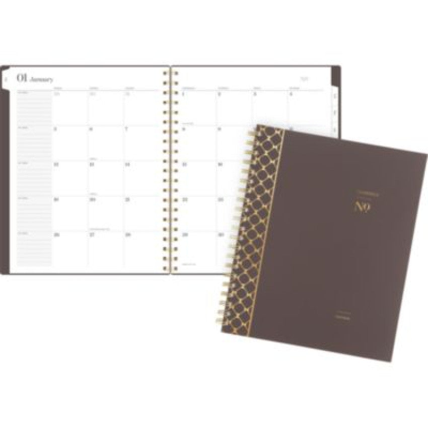 Cambridge Workstyle Monthly Poly Planner, Geometric Artwork, 11 x 8.5, Java Brown/Gold Cover, 12-Month (Jan to Dec): 2025 (160690004)