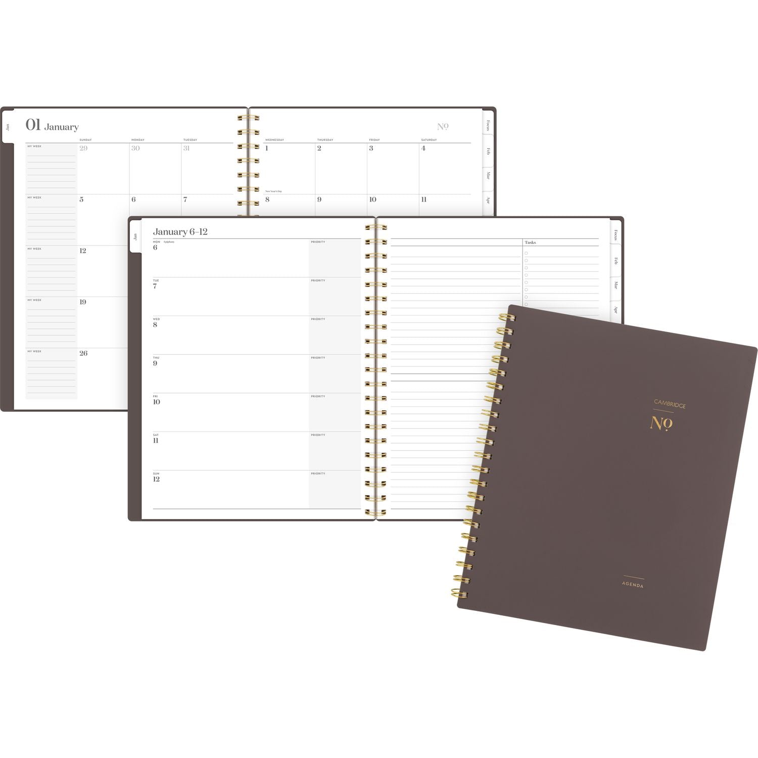 Cambridge Workstyle Weekly/Monthly Planner, 11 x 9.38, Brown/Gold Cover, 12-Month (Jan to Dec): 2025 (160690504)