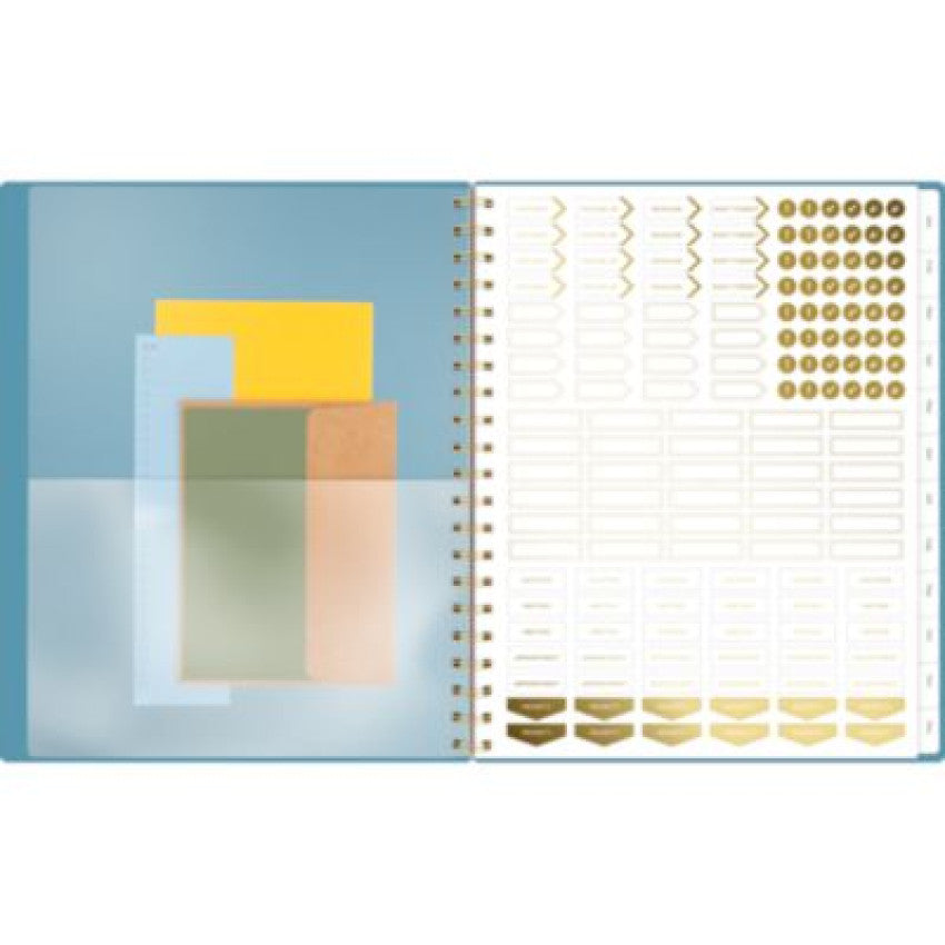 Cambridge Workstyle Weekly/Monthly Planner, Geometric Artwork, 11 x 9.38, Blue/Gold Cover, 12-Month (Jan to Dec): 2025 (160690512)