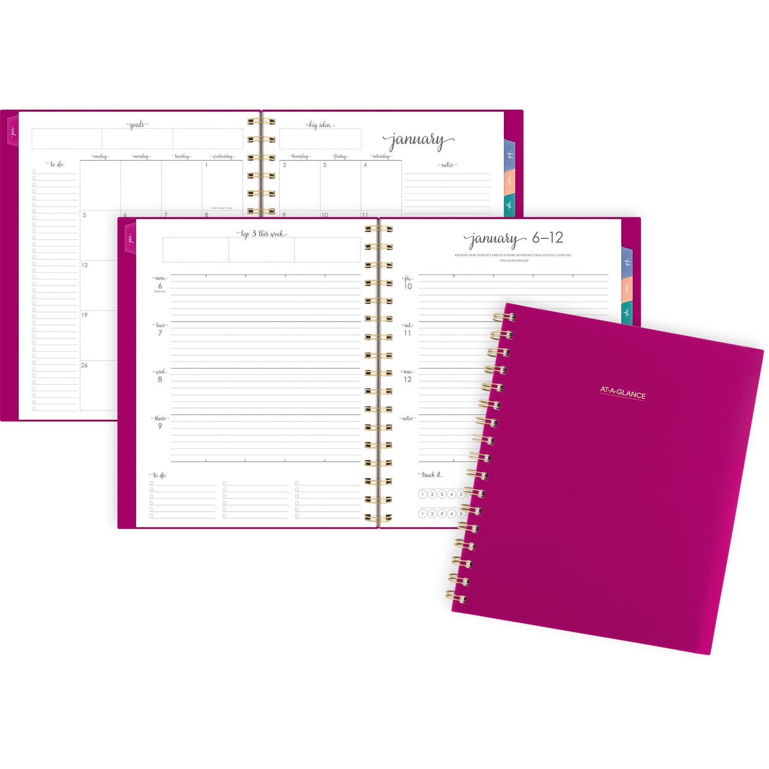 AT-A-GLANCE Harmony Weekly/Monthly Poly Planner, 8.88 x 7.69, Purple/Gold Cover, 13-Month (Jan to Jan): 2025 to 2026 (109980556)