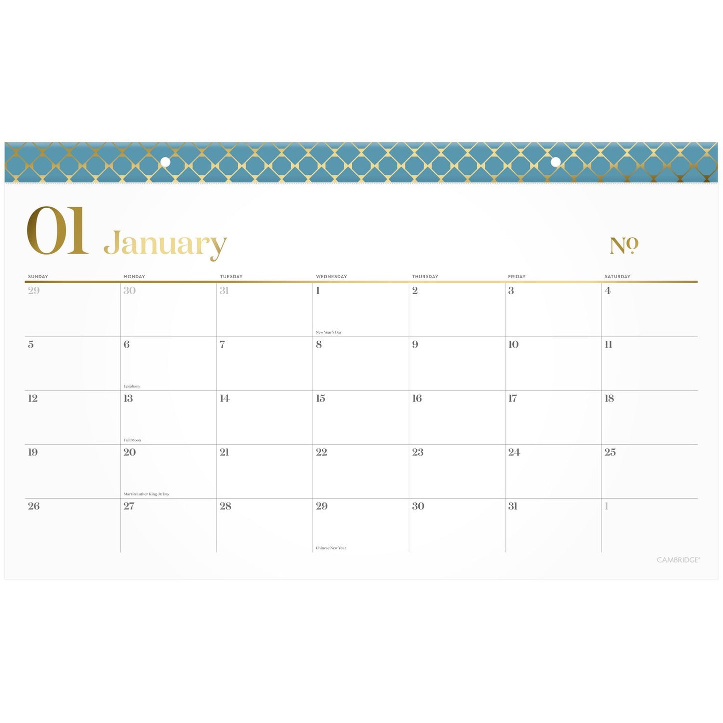 Cambridge WorkStyle Compact Monthly Desk Pad Calendar, 17.75 x 11, White Sheets, Blue/Gold Headband, 12-Month (Jan to Dec): 2025 (160670512)