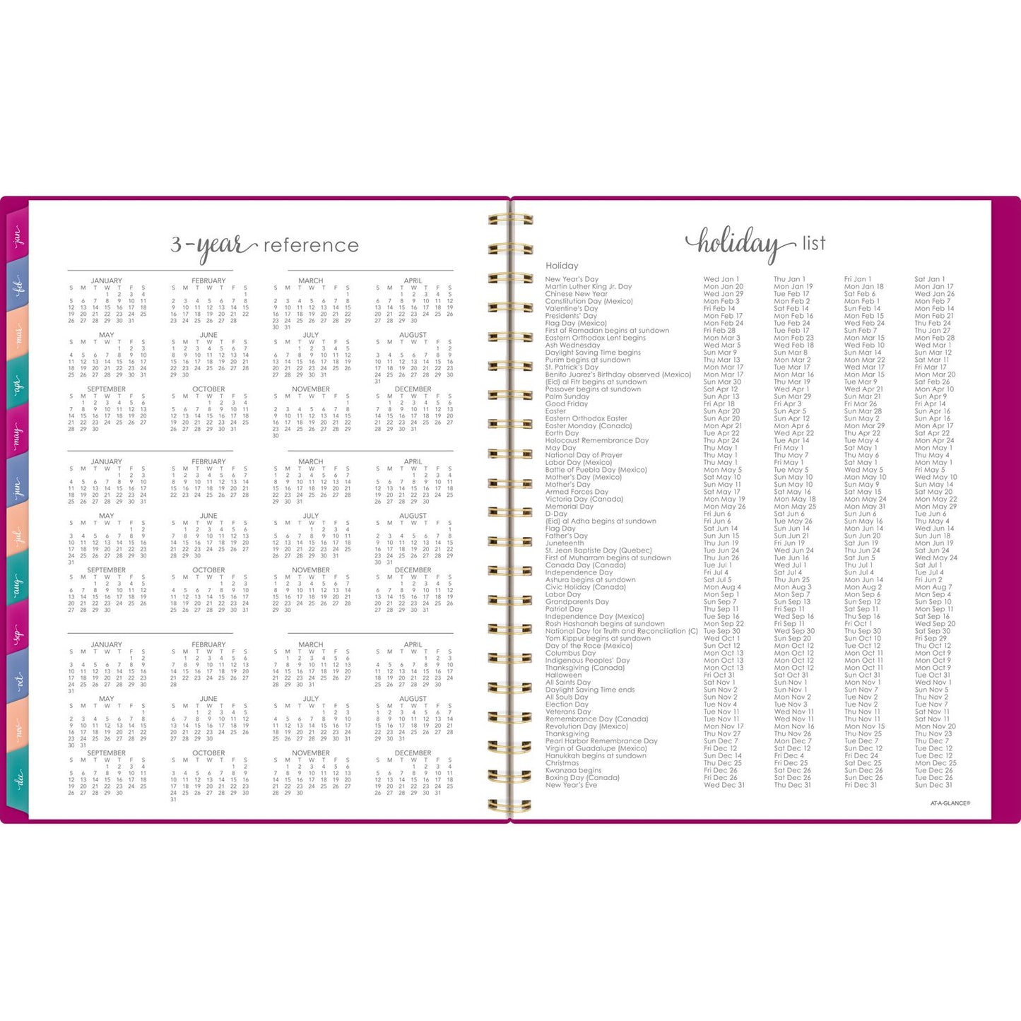 AT-A-GLANCE Harmony Weekly/Monthly Poly Planner, Weekly: Vertical Format, 11 x 9.38, Purple/Gold Cover, 13-Month (Jan to Jan): 2025-2026 (109990556)