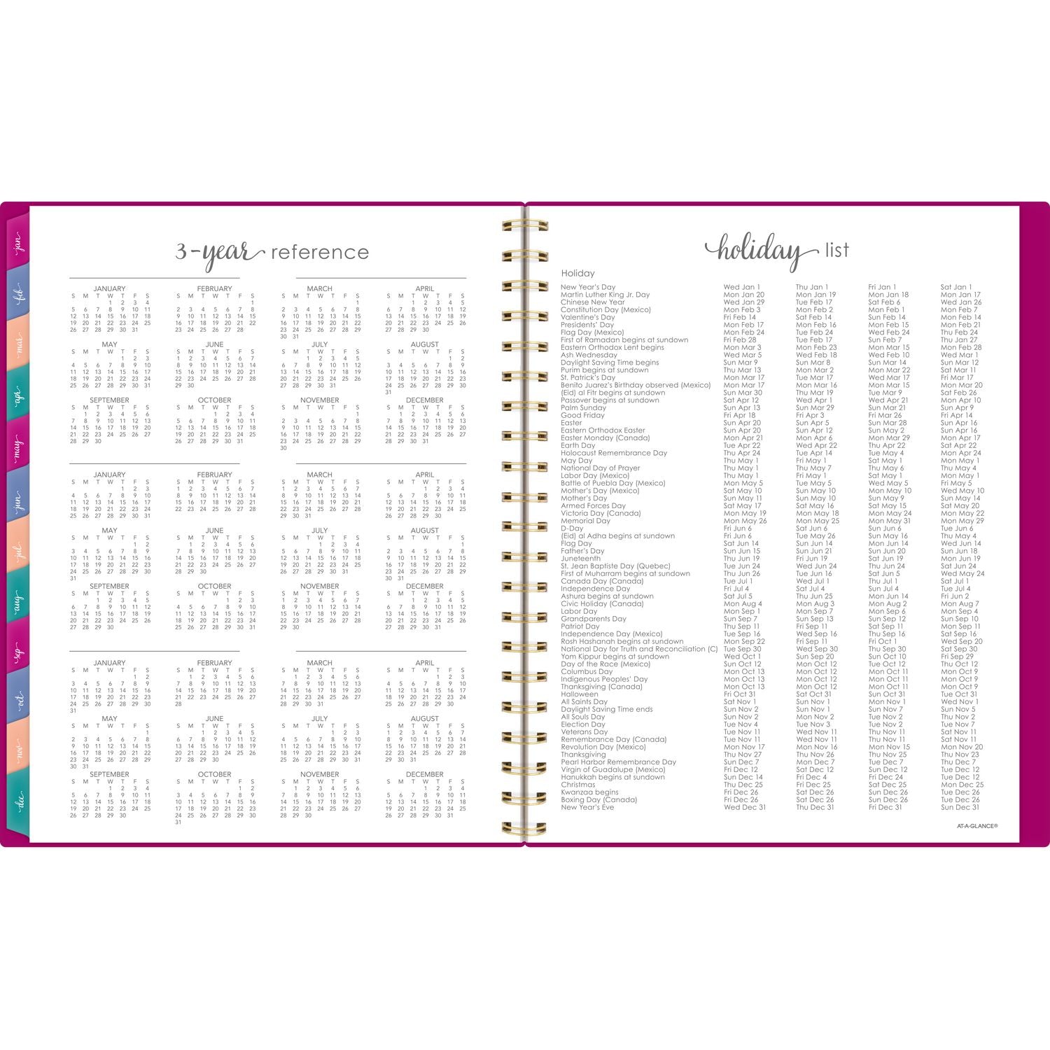 AT-A-GLANCE Harmony Weekly/Monthly Poly Planner, Weekly: Vertical Format, 11 x 9.38, Purple/Gold Cover, 13-Month (Jan to Jan): 2025-2026 (109990556)