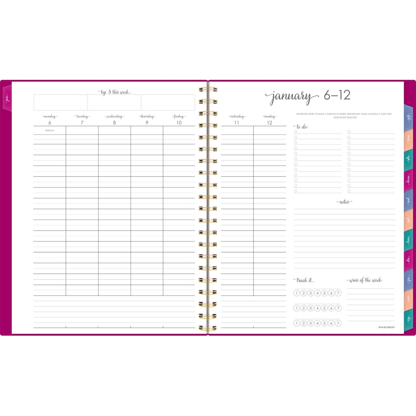 AT-A-GLANCE Harmony Weekly/Monthly Poly Planner, Weekly: Vertical Format, 11 x 9.38, Purple/Gold Cover, 13-Month (Jan to Jan): 2025-2026 (109990556)