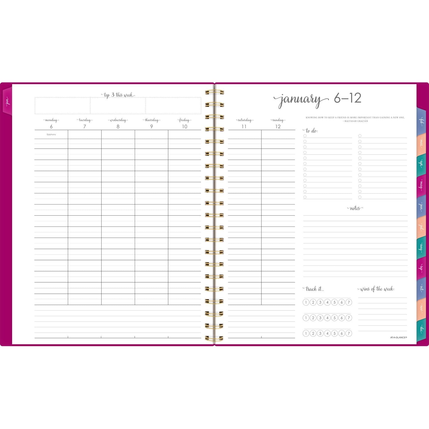 AT-A-GLANCE Harmony Weekly/Monthly Poly Planner, Weekly: Vertical Format, 11 x 9.38, Purple/Gold Cover, 13-Month (Jan to Jan): 2025-2026 (109990556)