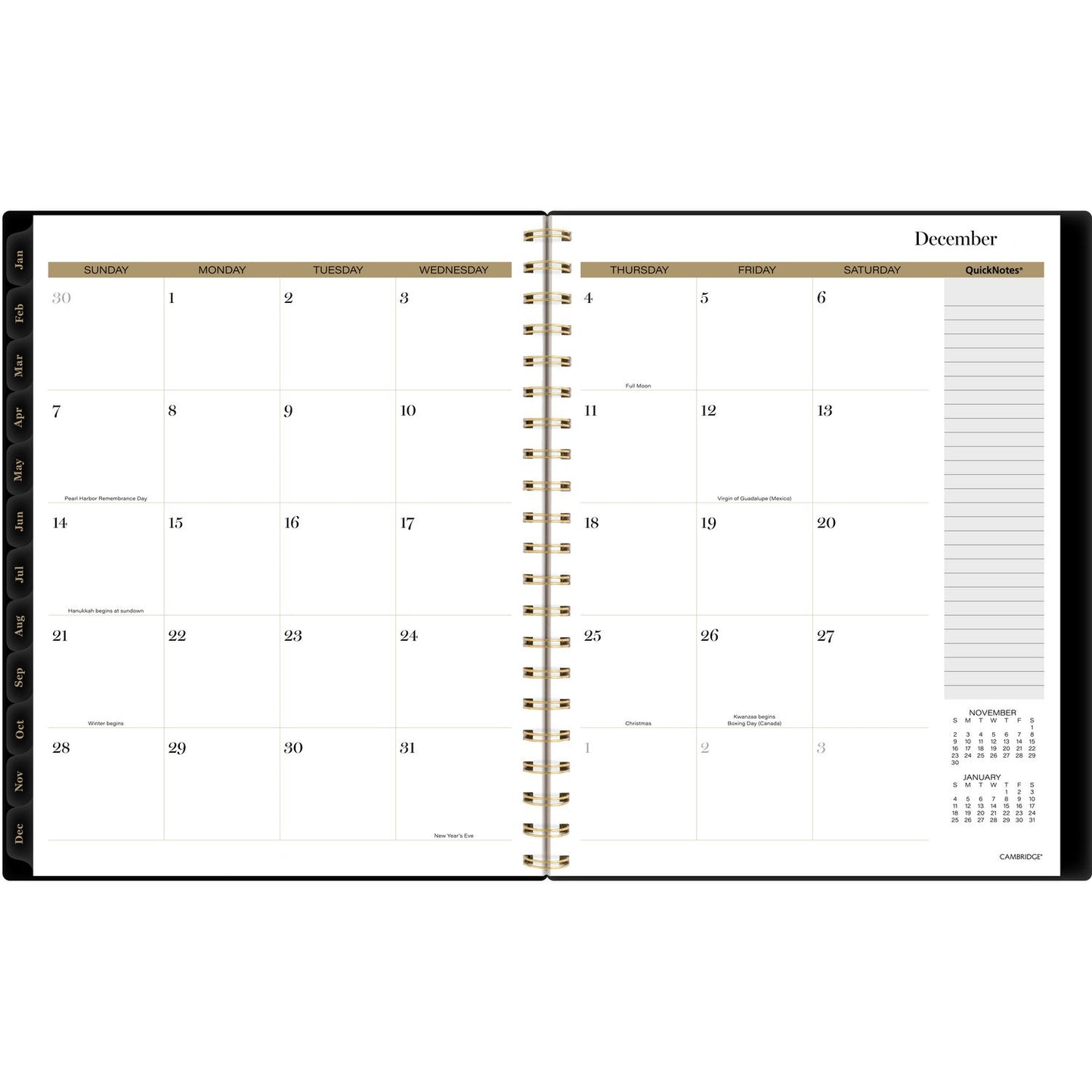 Cambridge Radiate Weekly/Monthly Planner, Stylized Solar-Eclipse Artwork, 11 x 9.25, Black/Gold Cover, 12-Month (Jan to Dec): 2025 (1725905)