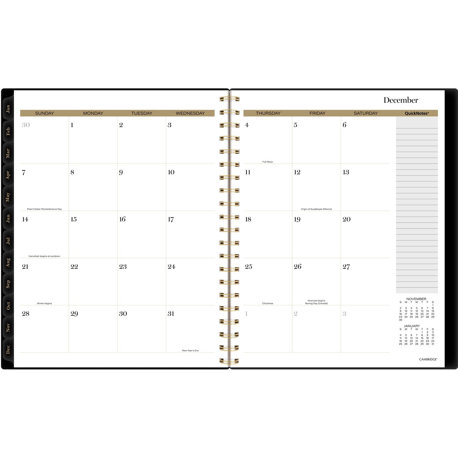 Cambridge Radiate Weekly/Monthly Planner, Stylized Solar-Eclipse Artwork, 11 x 9.25, Black/Gold Cover, 12-Month (Jan to Dec): 2025 (1725905)