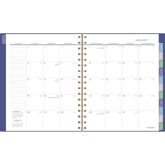 AT-A-GLANCE Badge Geo Weekly/Monthly Planner, 8.88 x 7.69, Purple/Gold Cover, 13-Month (Jan to Jan): 2025 to 2026 (1722G805)