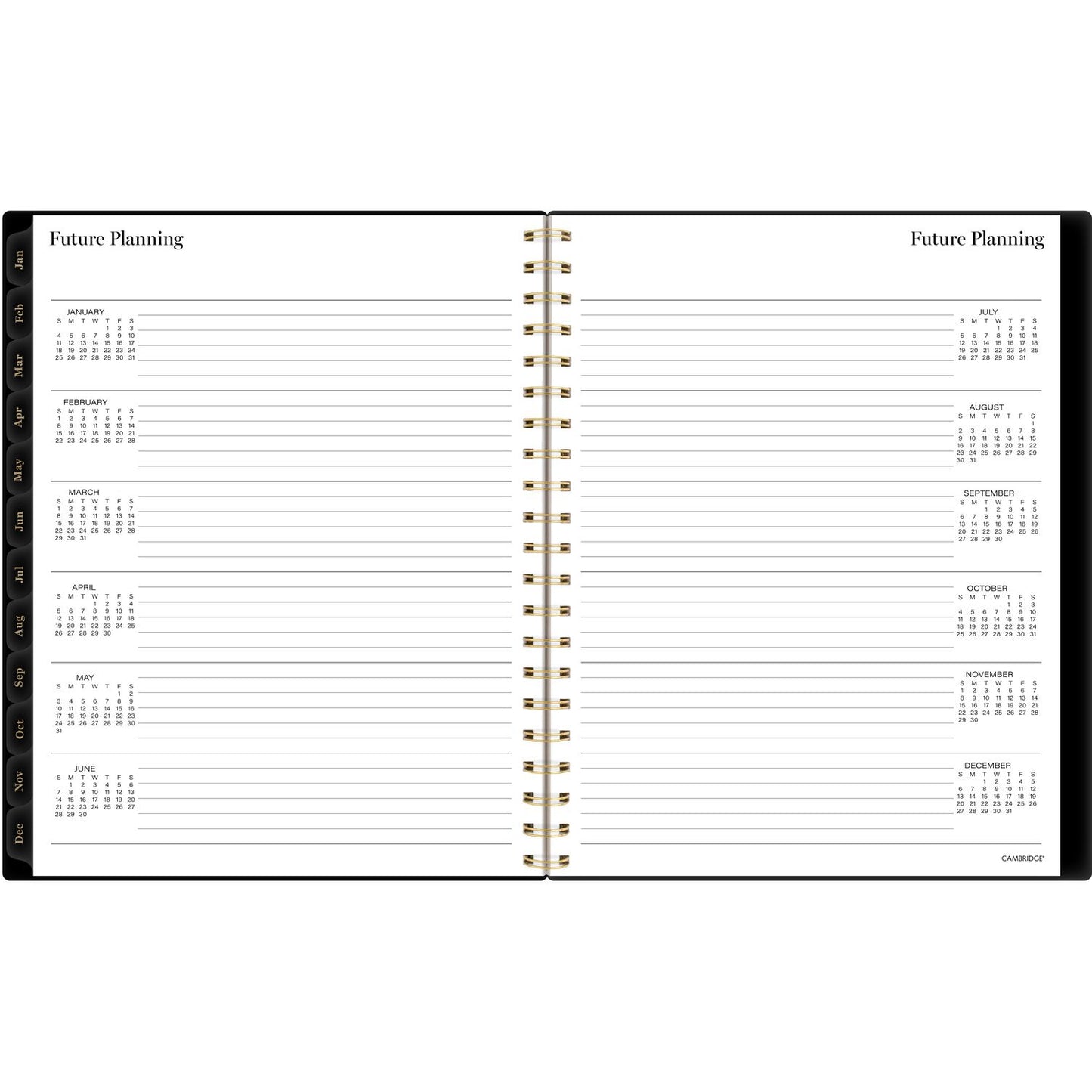 Cambridge Radiate Weekly/Monthly Planner, Stylized Solar-Eclipse Artwork, 11 x 9.25, Black/Gold Cover, 12-Month (Jan to Dec): 2025 (1725905)