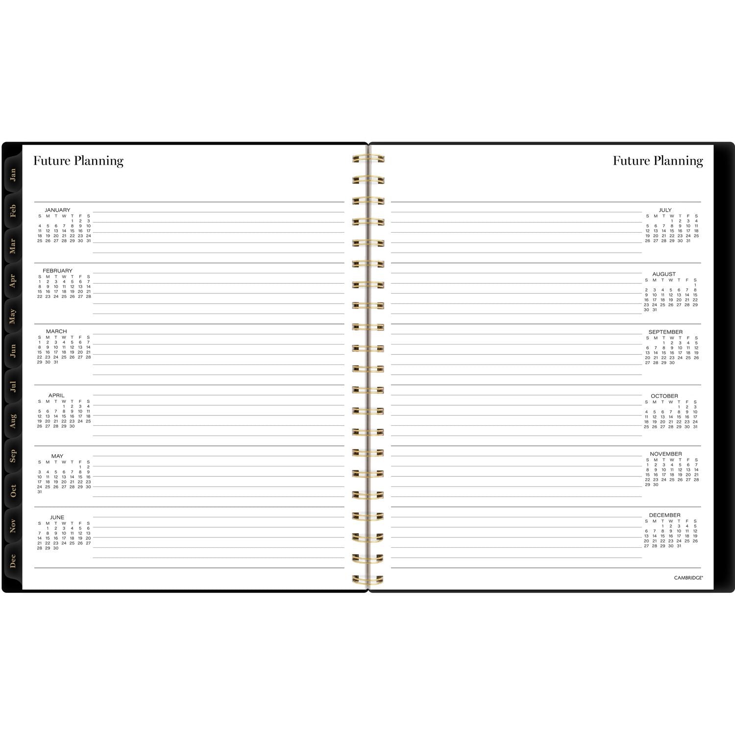 Cambridge Radiate Weekly/Monthly Planner, Stylized Solar-Eclipse Artwork, 11 x 9.25, Black/Gold Cover, 12-Month (Jan to Dec): 2025 (1725905)