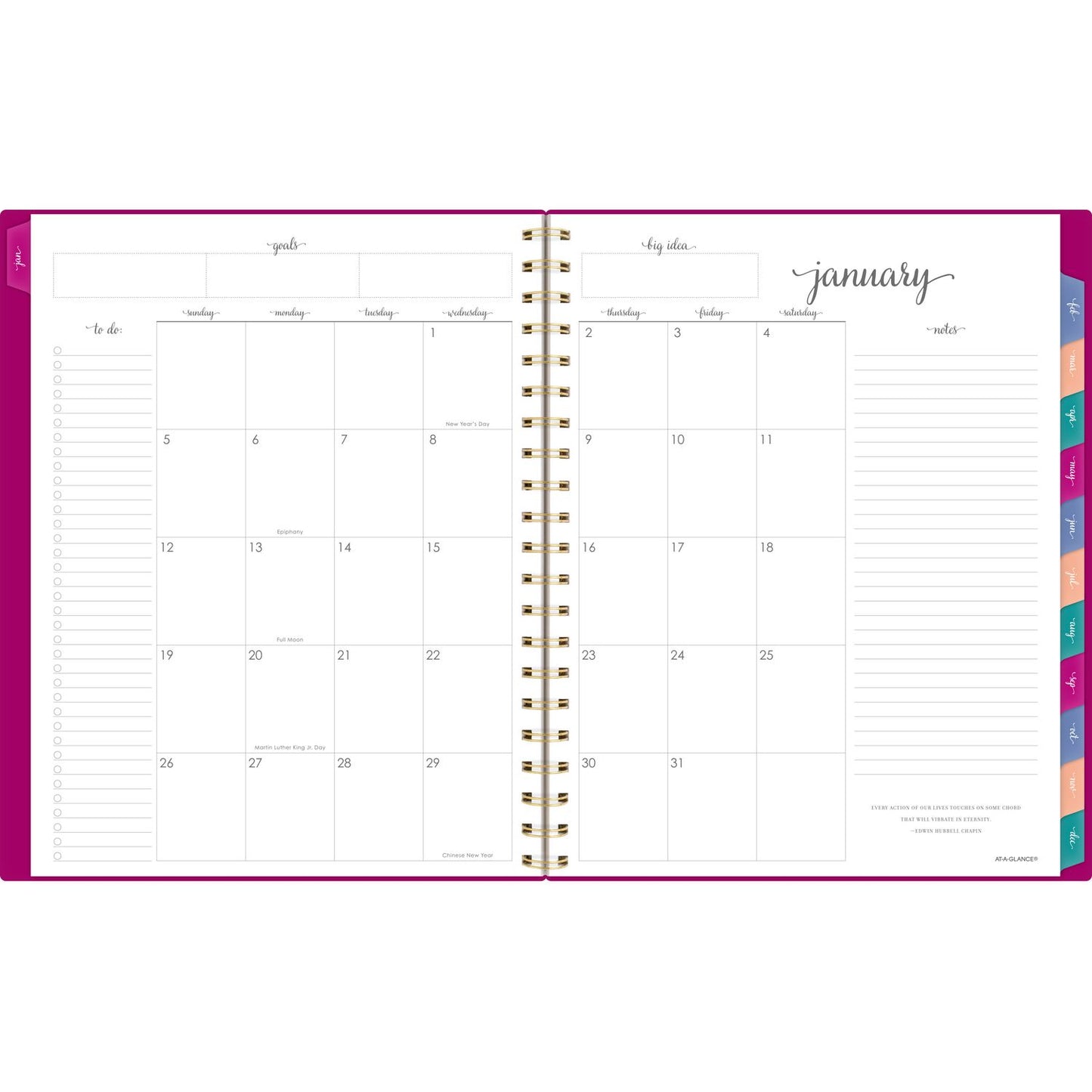 AT-A-GLANCE Harmony Weekly/Monthly Poly Planner, Weekly: Vertical Format, 11 x 9.38, Purple/Gold Cover, 13-Month (Jan to Jan): 2025-2026 (109990556)