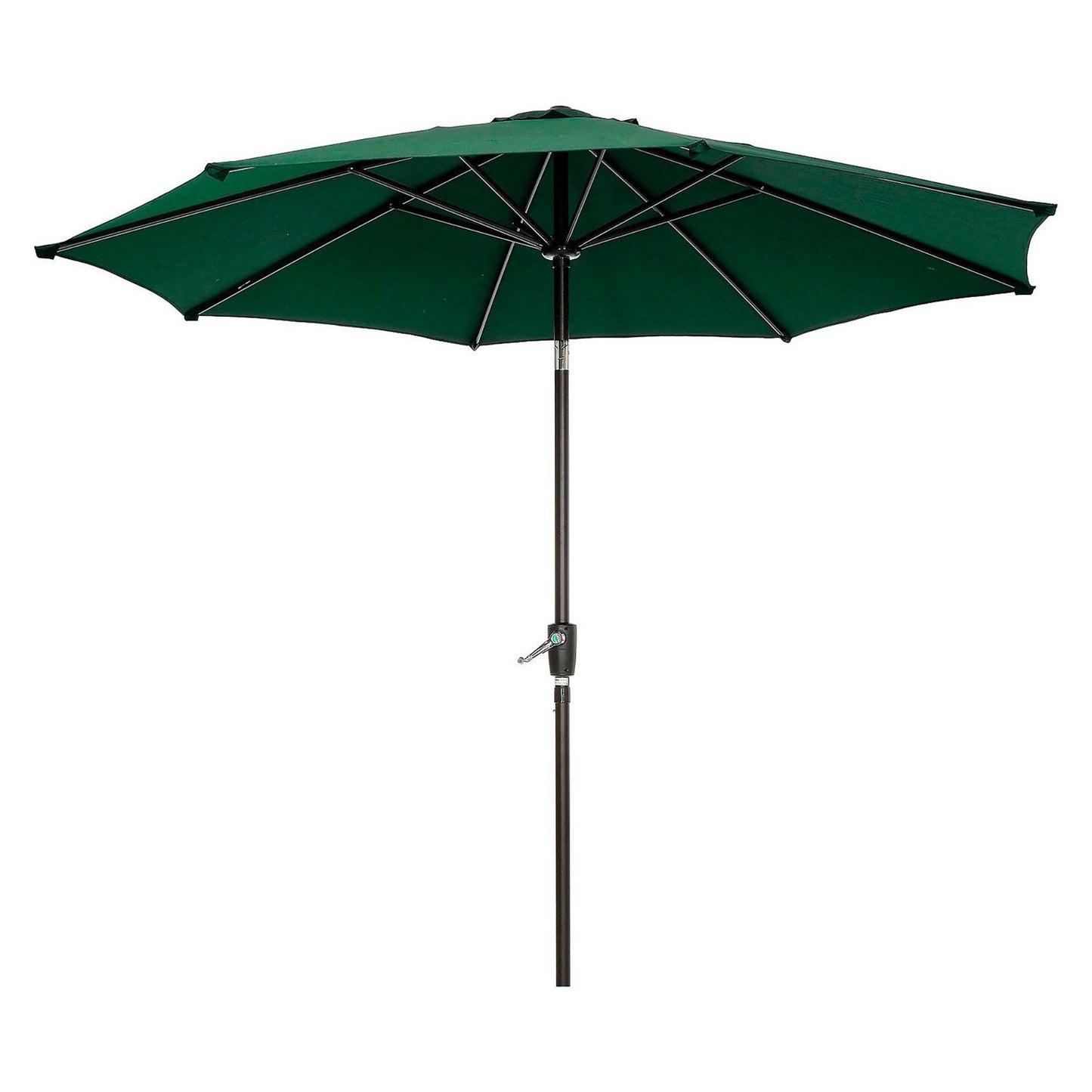 Global Industrial Outdoor Umbrella with Tilt Mechanism, 102" Span, 94" Long, Green Canopy, Black Handle (695329)