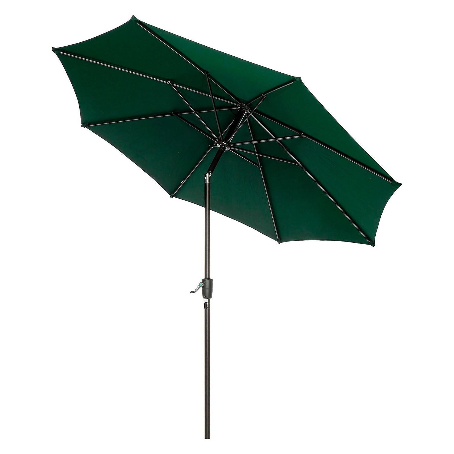 Global Industrial Outdoor Umbrella with Tilt Mechanism, 102" Span, 94" Long, Green Canopy, Black Handle (695329)