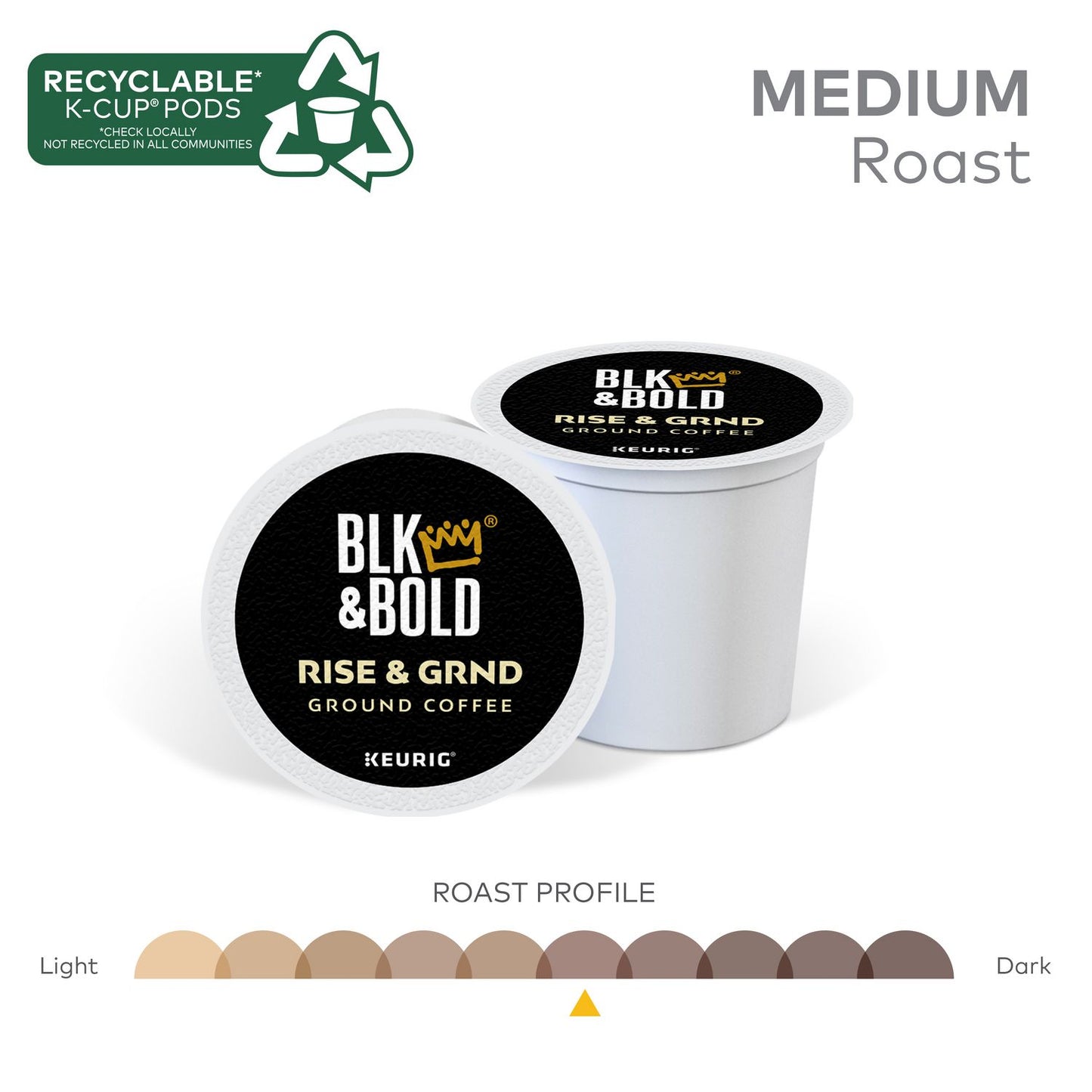 BLK & Bold Rise and GRND K-Cups, 0.41 oz K-Cup, 20/Box (0055)