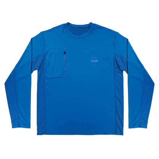 ergodyne Chill-Its 6689 Cooling Long Sleeve Sun Shirt with UV Protection, Small, Blue (12152)