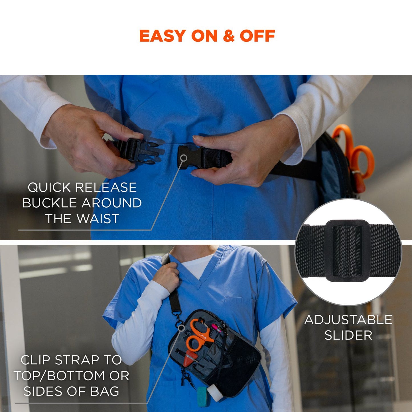 ergodyne Arsenal 5717 Convertible Nurse Belt Bag, 10 Compartments, 7 x 10, Nylon, Black (13720)