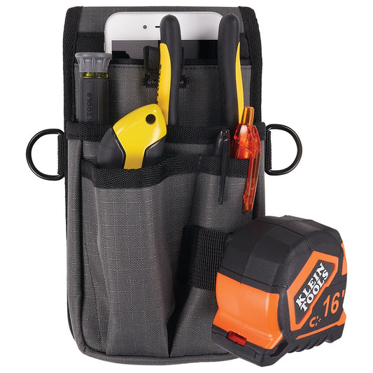 ergodyne Arsenal 5569 Belt Clip Tool Pouch with Device Holster, 4 Compartments, 5 x 2 x 8.5, Polyester, Gray (13669)