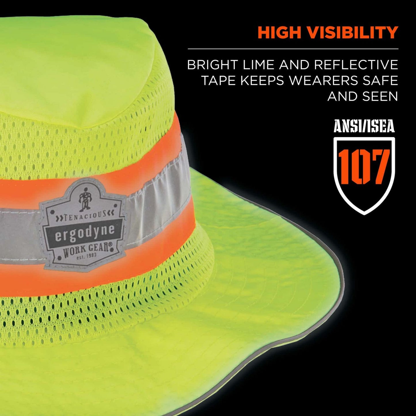 ergodyne Chill-Its 8935CT Hi-Vis PVA Ranger Sun Hat, Polyester/PVA, 2X-Large/3X-Large, Lime (12600)