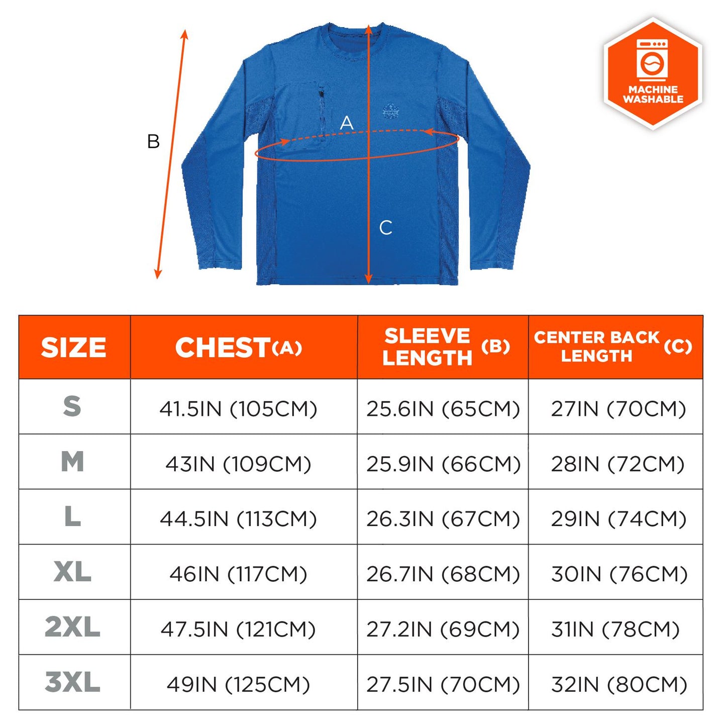 ergodyne Chill-Its 6689 Cooling Long Sleeve Sun Shirt with UV Protection, 2X-Large, Blue (12156)