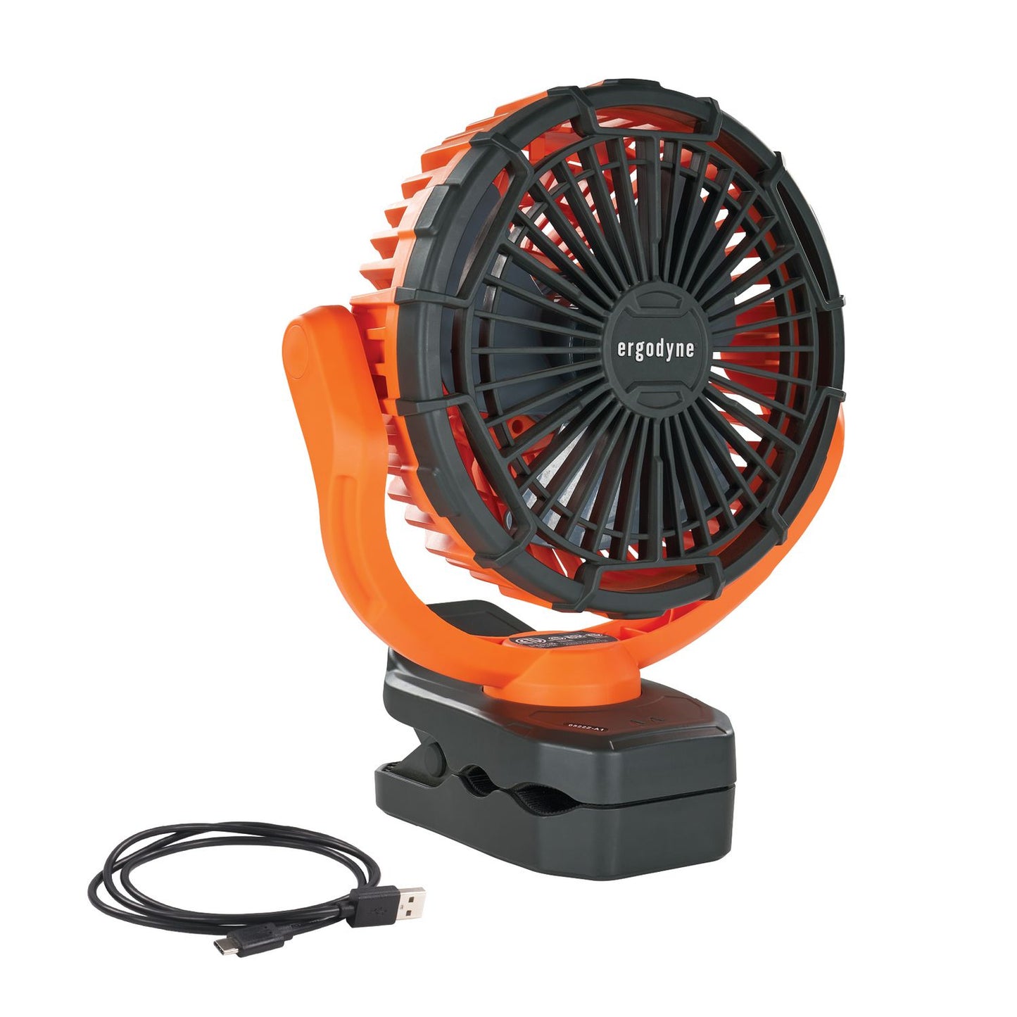 ergodyne Chill-Its 6090 Rechargeable Portable Jobsite Fan, 9.5, Orange/Black (12800)