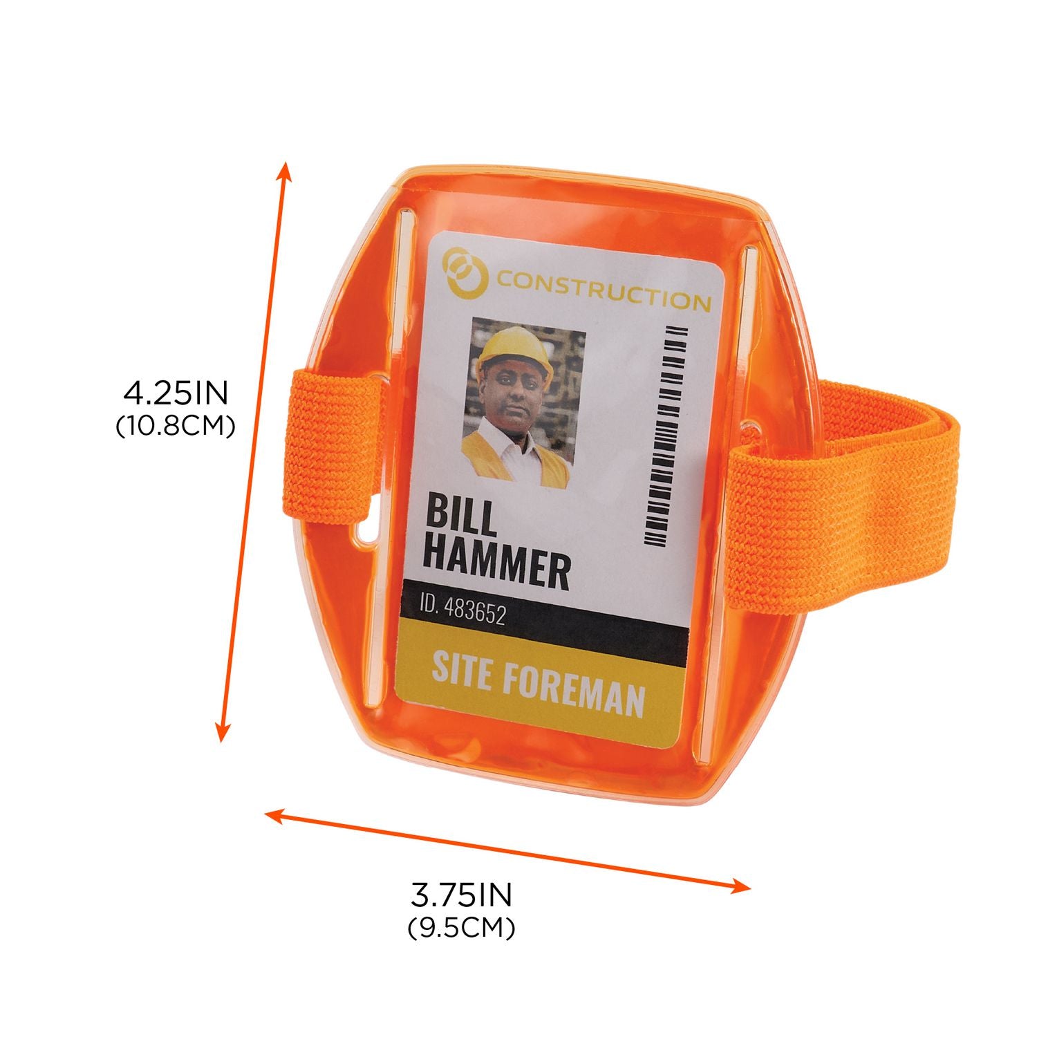 ergodyne Squids 3386 Arm Band ID/Badge Holder, Vertical, Orange, 3.75 x 4.25 Holder, 2.5 x 4 Insert, 10/Pack (19972)