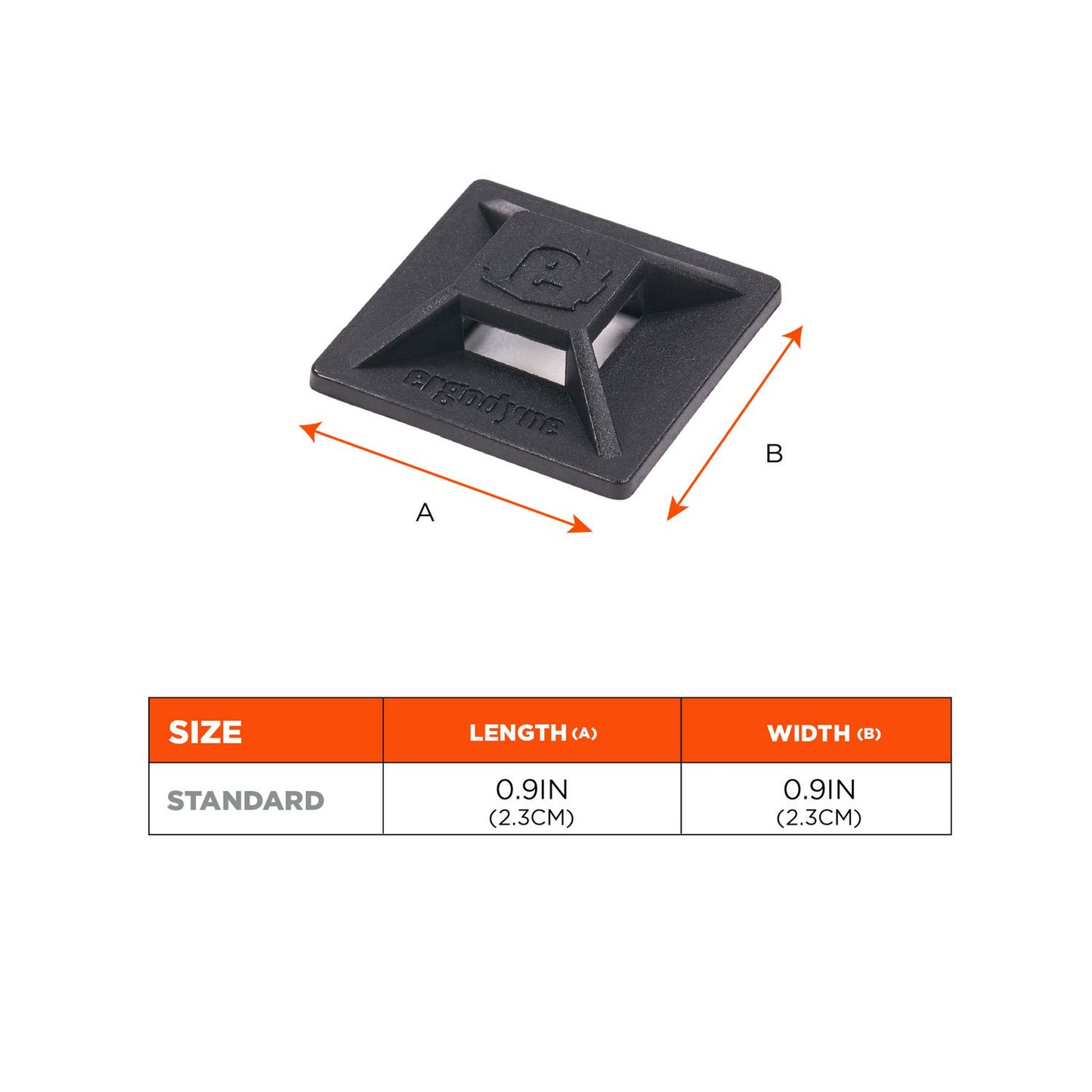 ergodyne Squids 3701 Mini Adhesive Mount Replacements, 2 lb Max Safe Working Capacity, 0.9" Long, Black,10/Pack (19702)