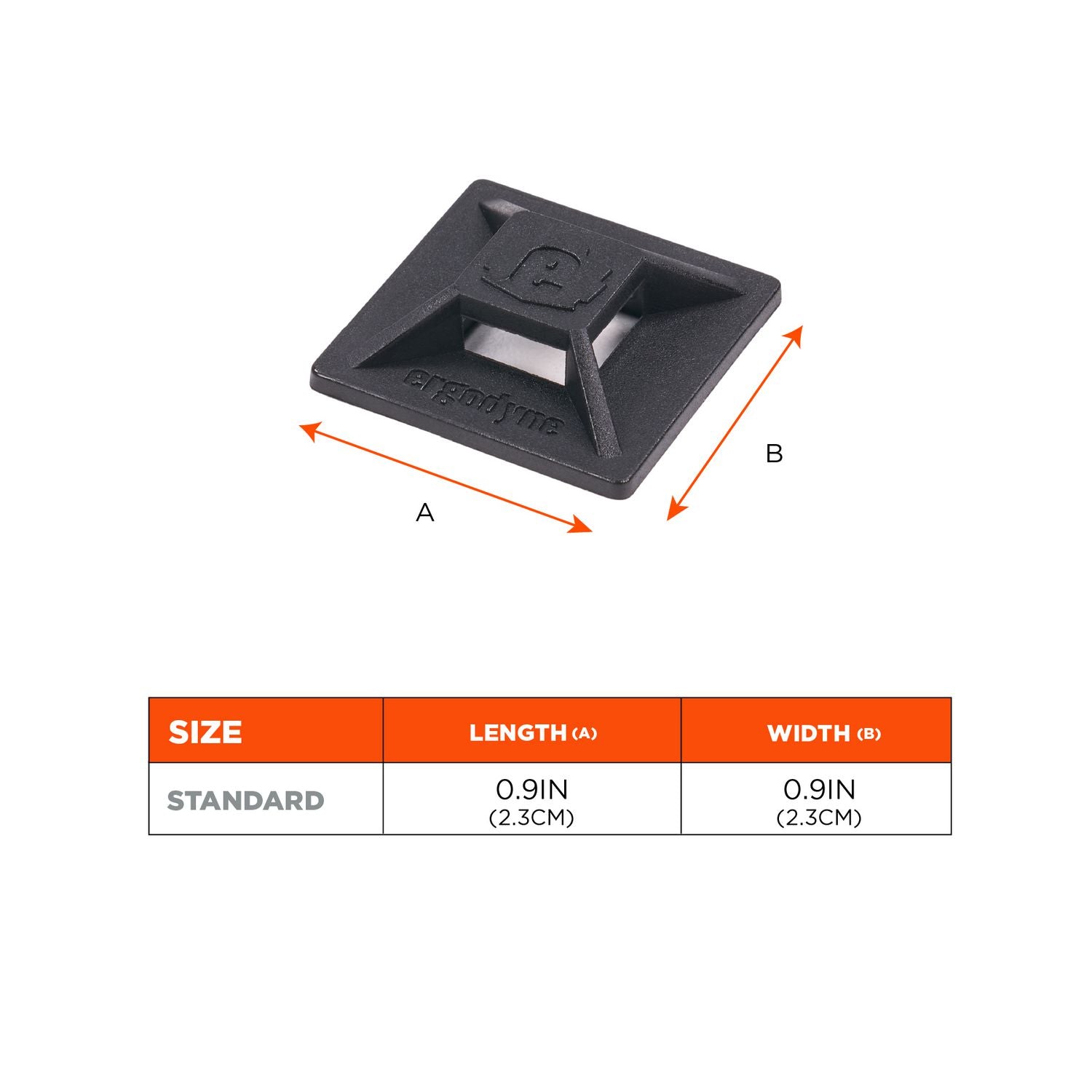 ergodyne Squids 3701 Mini Adhesive Mount Replacements, 2 lb Max Safe Working Capacity, 0.9" Long, Black,10/Pack (19702)