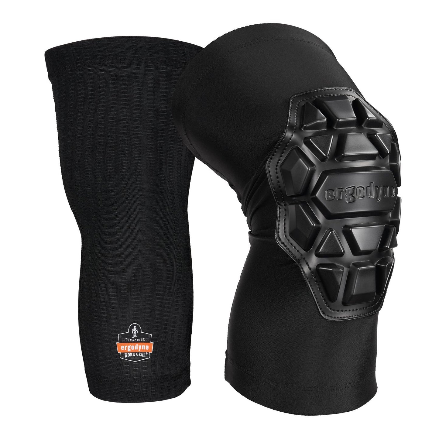 ergodyne ProFlex 550 Padded Knee Sleeves with 3-Layer Foam Cap, Slip-On, Small/Medium, Black, Pair (18550)