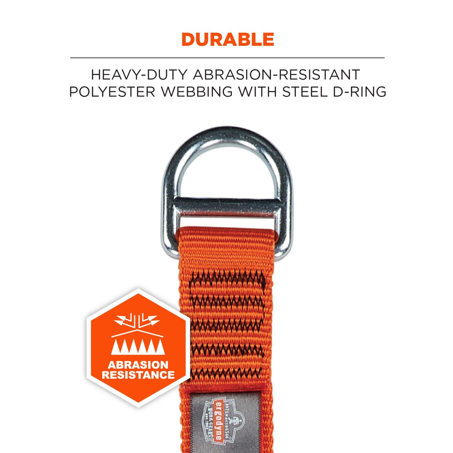 ergodyne Squids 3177 Anchor Choke Strap for Tool Tethering, 60 lb Max Safe Working Capacity, 28" Long, Orange (19195)