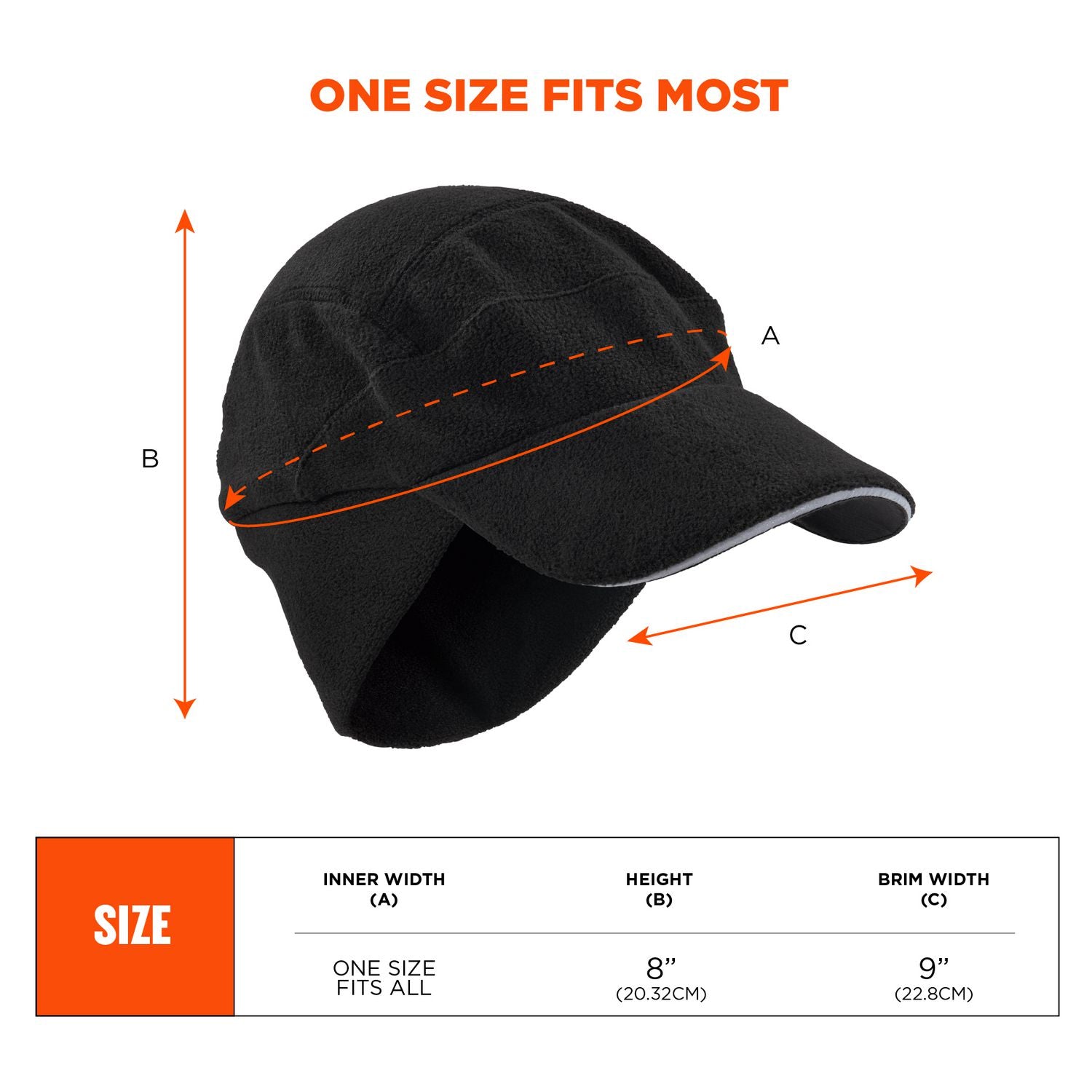 ergodyne N-Ferno 6807 Winter Baseball Cap with Ear Flaps, One Size Fits Most, Black (16965)