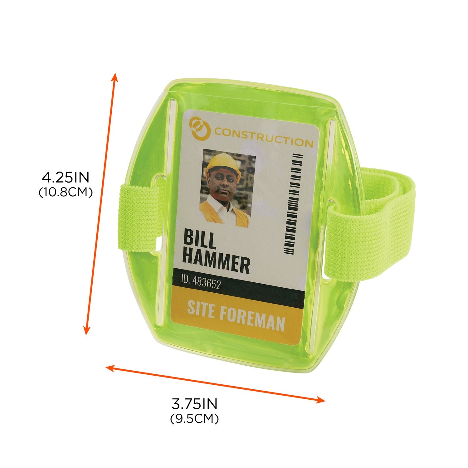 ergodyne Squids 3386 Arm Band ID/Badge Holder, Vertical, Lime, 3.75 x 4.25 Holder, 2.5 x 4 Insert, 10/Pack (19970)