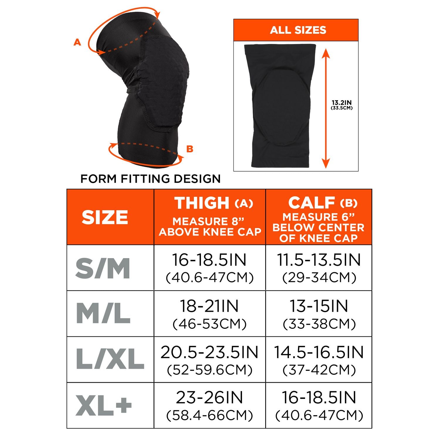 ergodyne Proflex 525 Lightweight Padded Knee Sleeves, Slip-On, X-Large+, Black, Pair (18528)