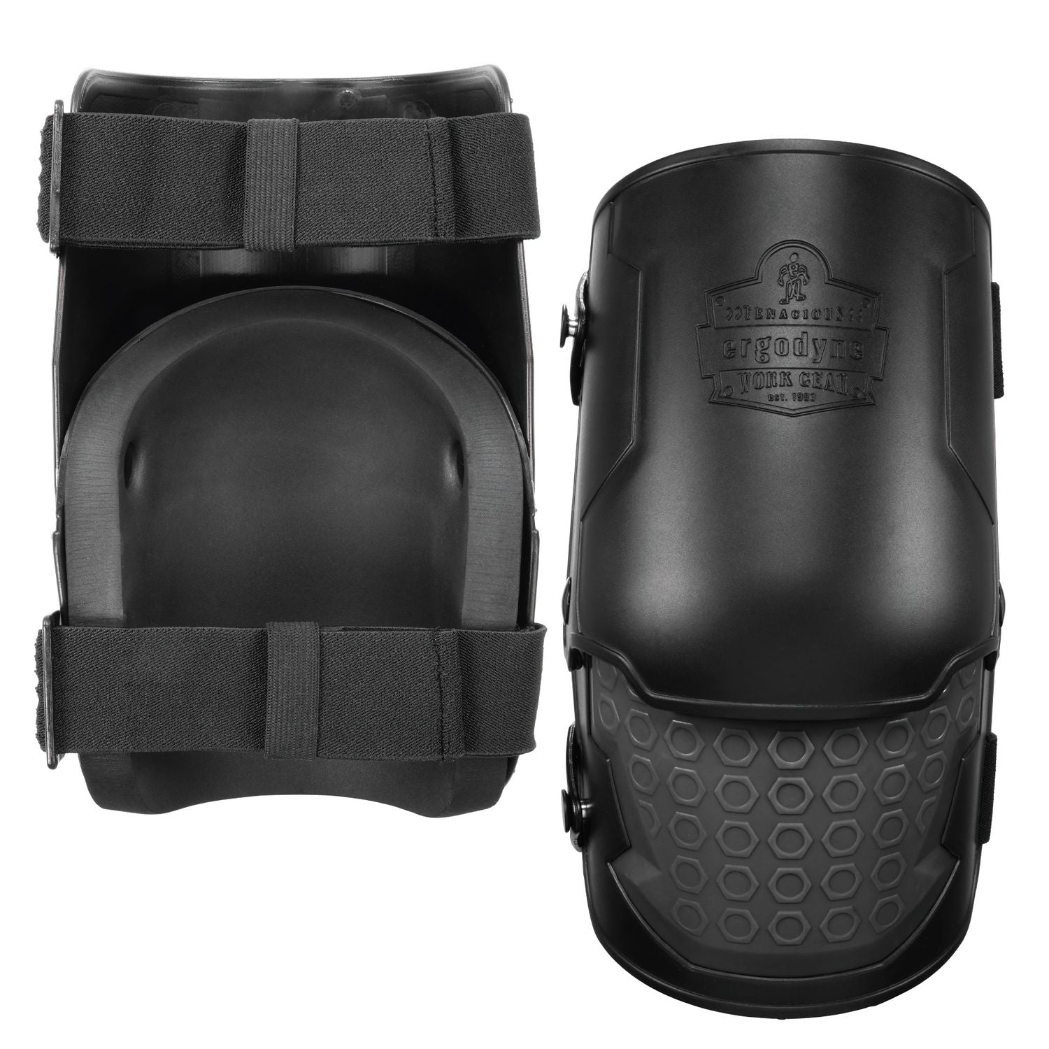 ergodyne Proflex 360 Hard Shell Hinged Knee Pads w/Non-Marring Cap, Buckle, One Size Fits Most, Black, Pair (18360)