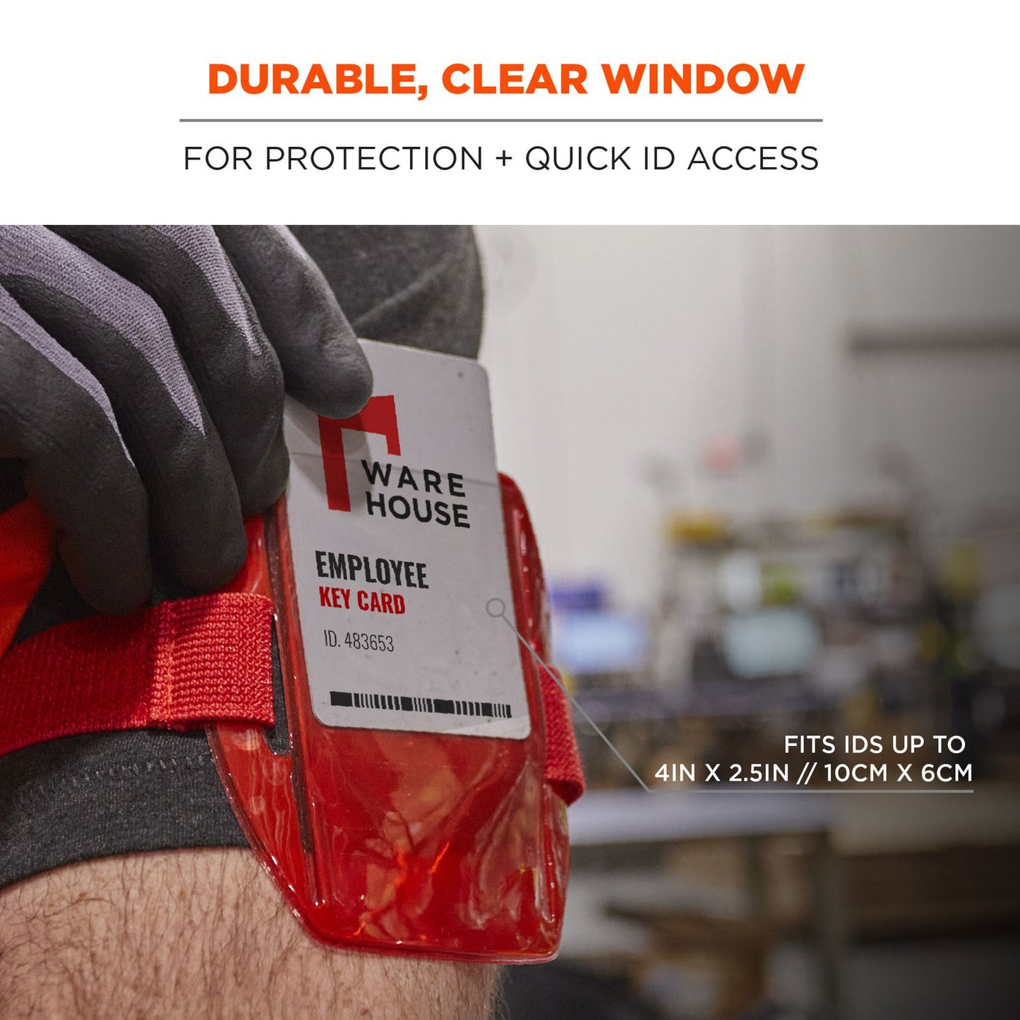 ergodyne Squids 3386 Arm Band ID/Badge Holder, Vertical, Red, 3.75 x 4.25 Holder, 2.5 x 4 Insert, 10/Pack (19969)