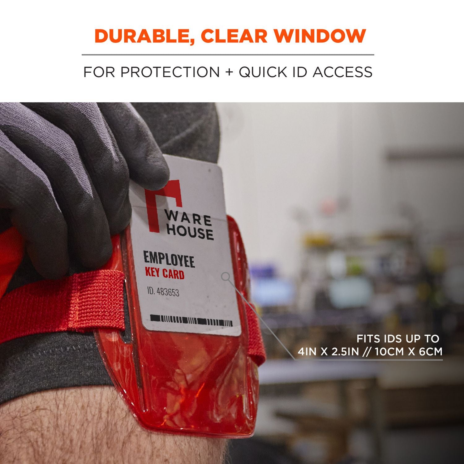 ergodyne Squids 3386 Arm Band ID/Badge Holder, Vertical, Red, 3.75 x 4.25 Holder, 2.5 x 4 Insert, 10/Pack (19969)