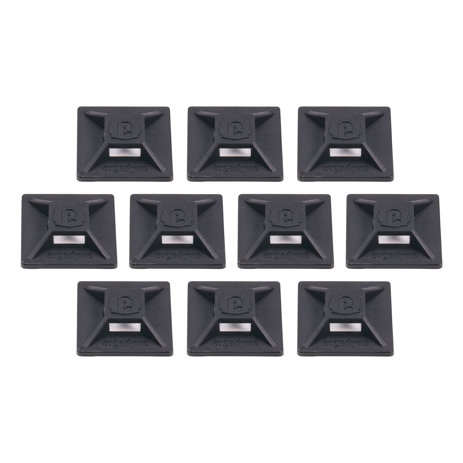 ergodyne Squids 3701 Mini Adhesive Mount Replacements, 2 lb Max Safe Working Capacity, 0.9" Long, Black,10/Pack (19702)