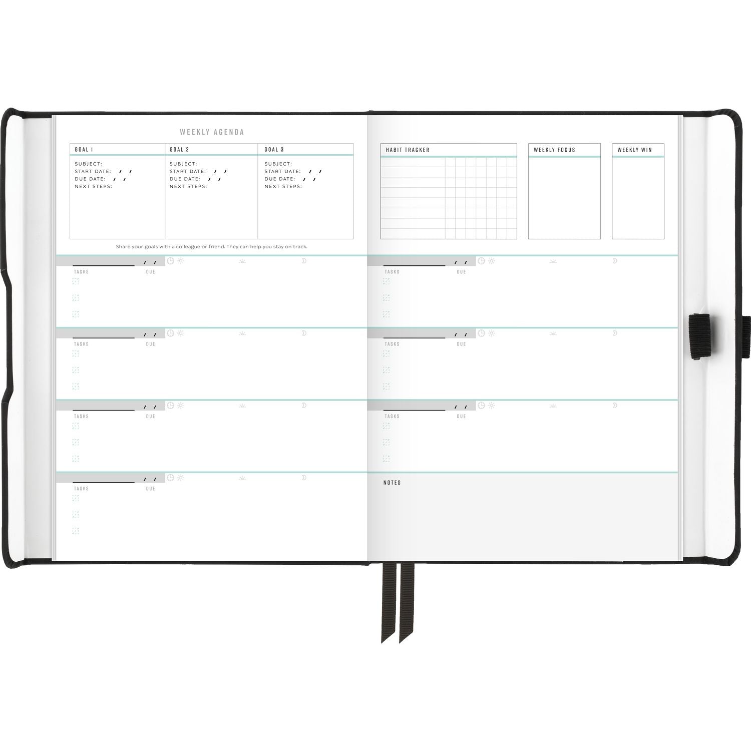 AT-A-GLANCE Foundation Undated Weekly/Monthly Planner, 8.5" x 6.75", Black Cover, 12-Month: Undated (FD20005)