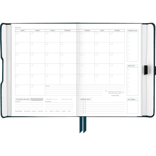 AT-A-GLANCE Foundation Undated Weekly/Monthly Planner, 8.5" x 6.75", Blue Cover, 12-Month: Undated (FD20020)