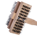 Carlisle Sparta Broiler Master Grill Brush and Scraper with Handle, Metal Bristles, 48" Natural Wood Handle (4029400)