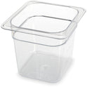 Carlisle StorPlus Polycarbonate Food Pan, 2.5 qt, 6.38 x 6.75 x 6, Clear, Plastic (3068507)