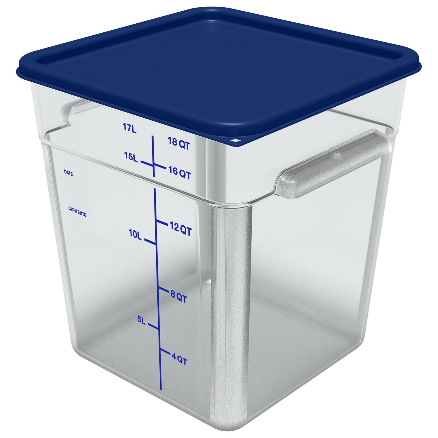 Carlisle Squares Polycarbonate Food Storage Container, 18 qt, 11 13 x 11.13 x 12.58, Clear, Plastic (1195507)