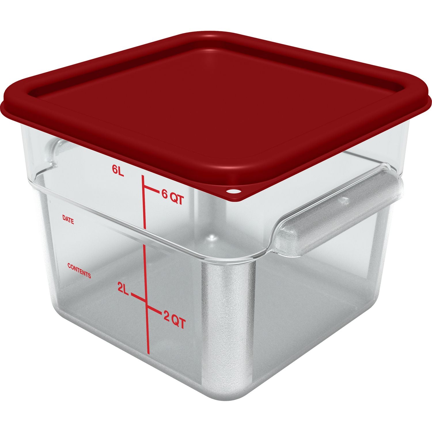 Carlisle Squares Polycarbonate Food Storage Container, 6 qt, 8.75 x 8.75 x 7.31, Clear, Plastic (1195207)