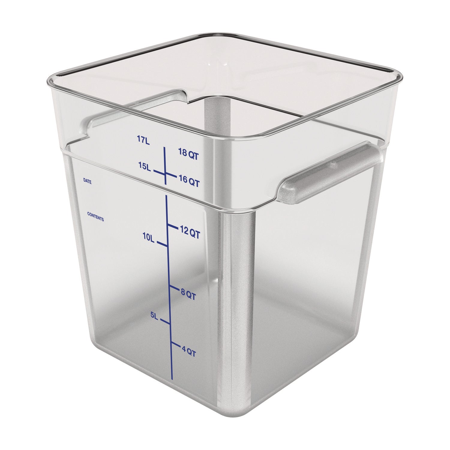 Carlisle Squares Polycarbonate Food Storage Container, 18 qt, 11 13 x 11.13 x 12.58, Clear, Plastic (1195507)