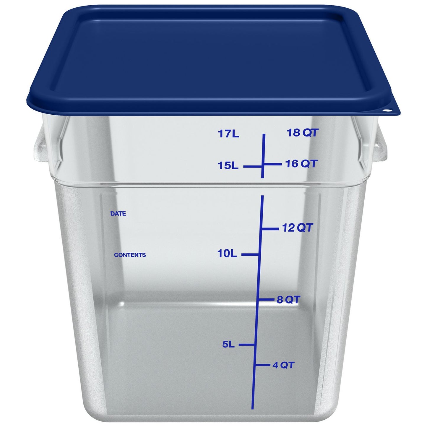 Carlisle Squares Polycarbonate Food Storage Container, 18 qt, 11 13 x 11.13 x 12.58, Clear, Plastic (1195507)