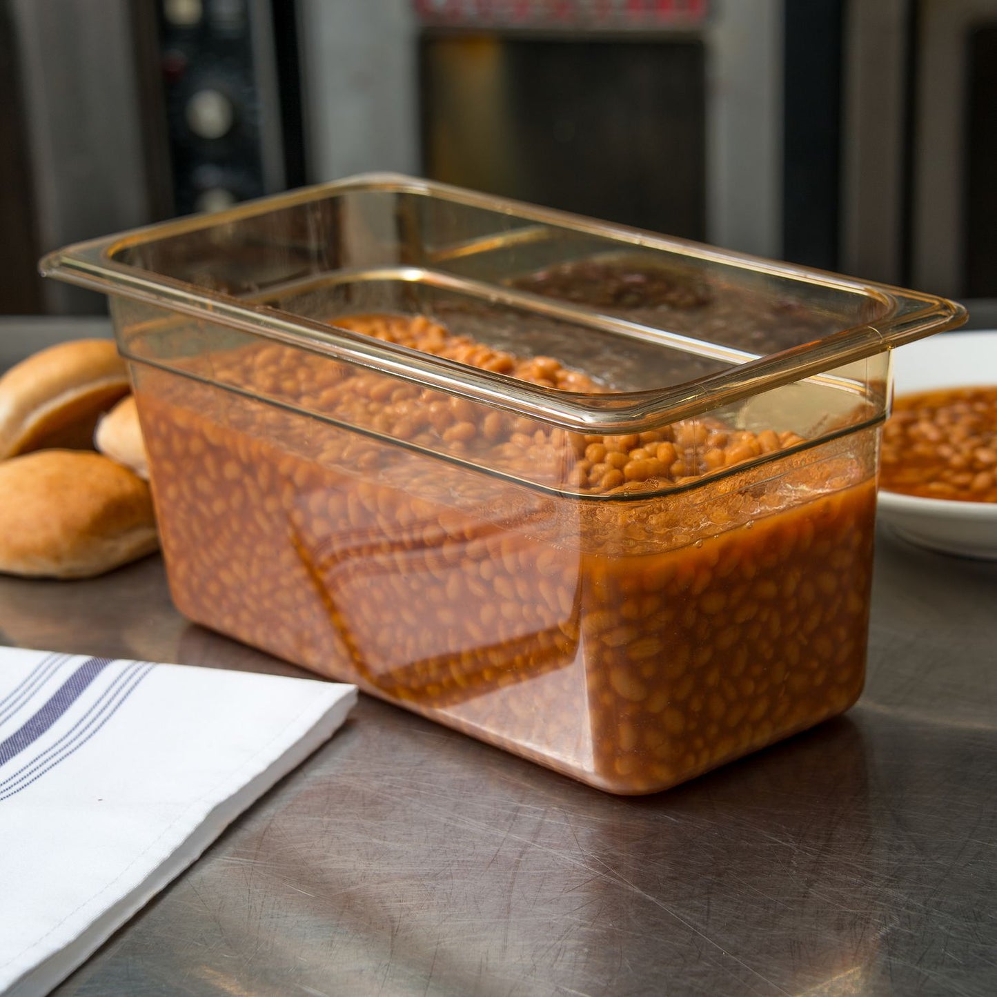 Carlisle StorPlus High Heat Food Pan, 5.7 qt, 12.75 x 12.75 x 6, Amber, Plastic (3086213)